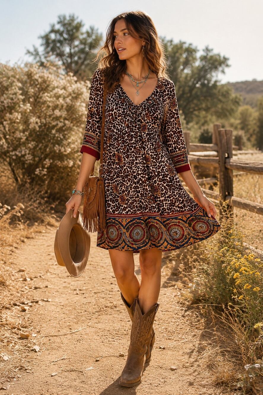 Boston Proper Mixed Print Boho Jersey Dress Size 6